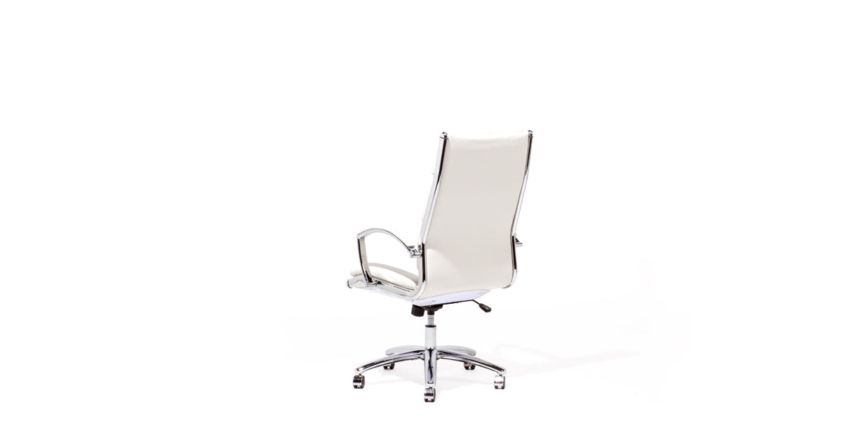 White Leather Pillow Back High Back Chair