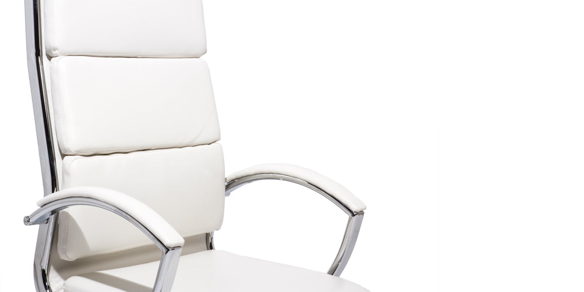 White Leather Pillow Back High Back Chair