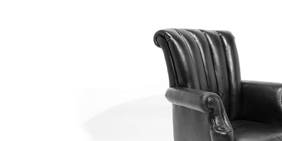 Black Leather Channel Back Chair