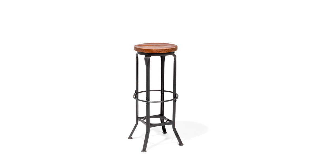 Cast Iron Stool with Walnut Seat