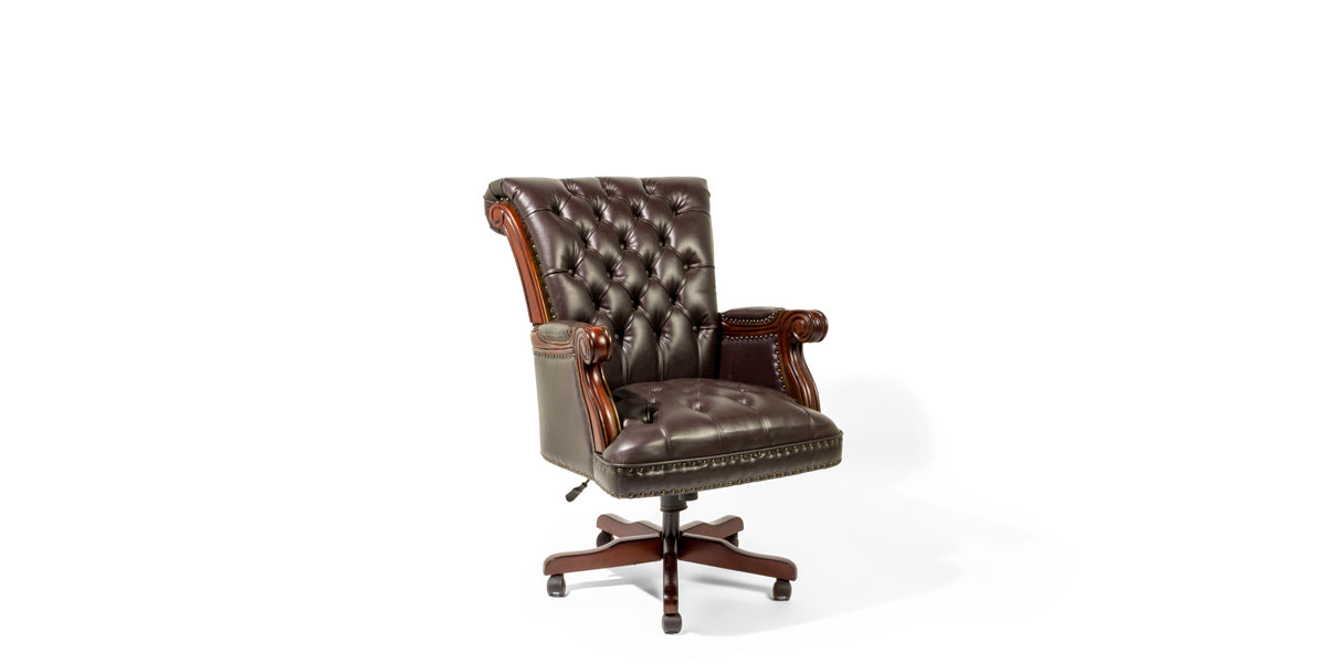 Brown Leather Tufted Chair