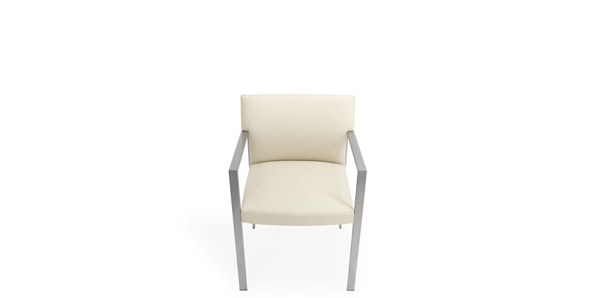 Ivory Vinyl Chair w/ Metal Frame