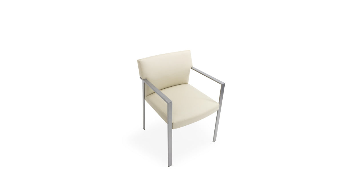 Ivory Vinyl Chair w/ Metal Frame