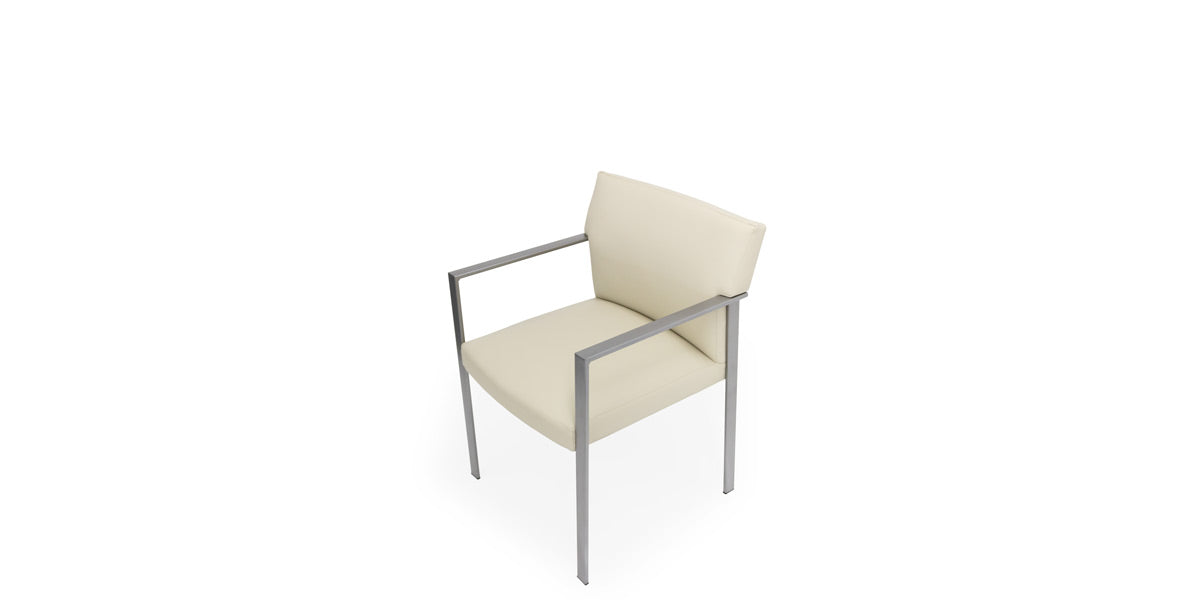 Ivory Vinyl Chair w/ Metal Frame