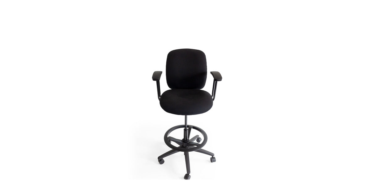 Black Fabric Drafting Chair