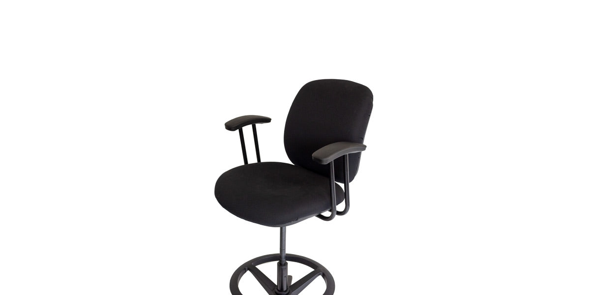 Black Fabric Drafting Chair