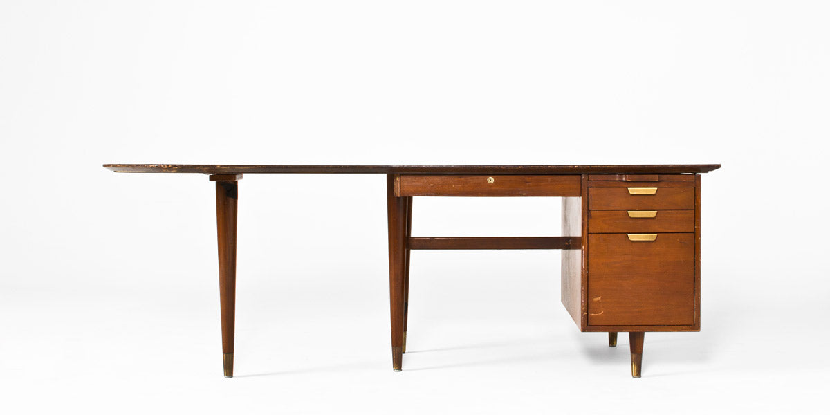 83"W Antique Walnut Desk