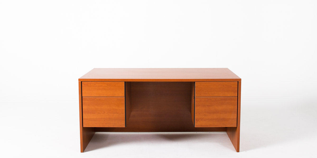 60"W Cognac Double Ped Desk