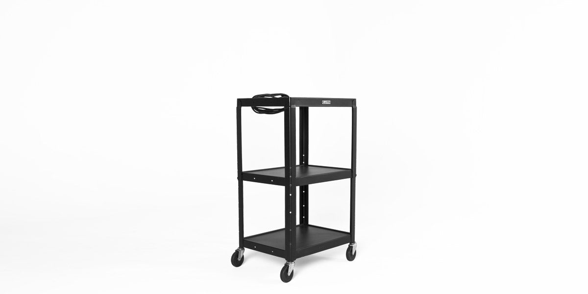 Black Media Cart with Power Cord