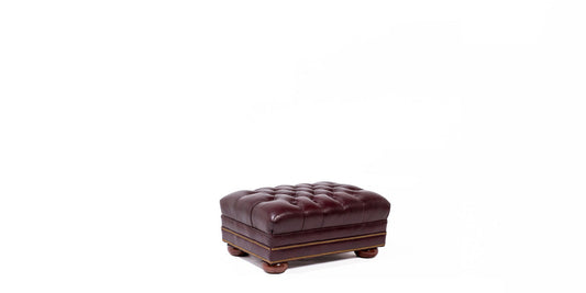 Oxblood Tufted Vinyl Ottoman