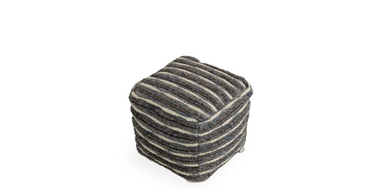 Smoke Jute and Grey Floor Pouf