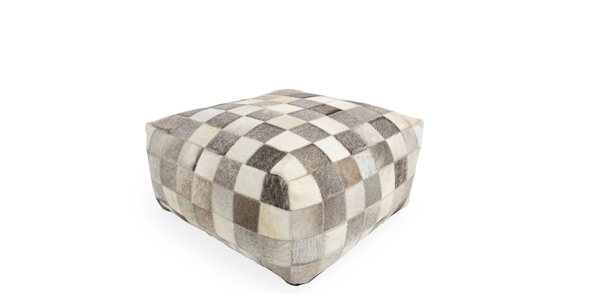 Checkered Hide Floor Pouf