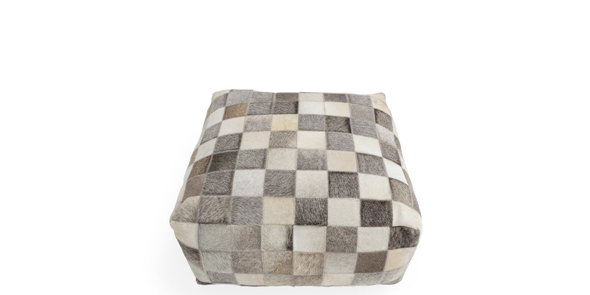 Checkered Hide Floor Pouf