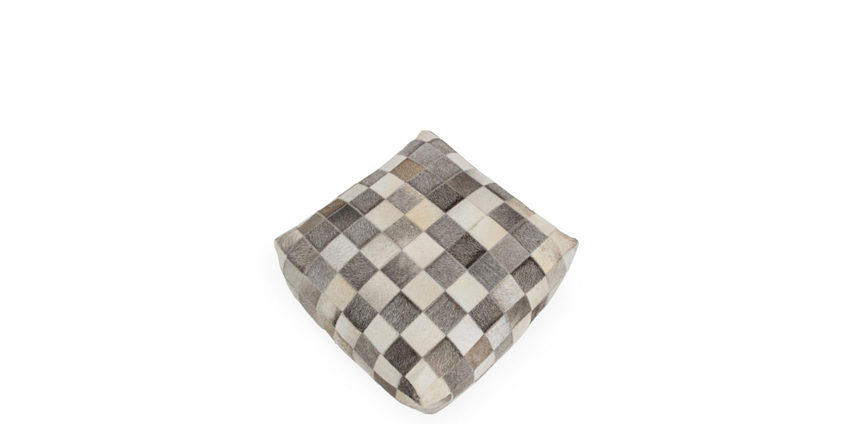 Checkered Hide Floor Pouf