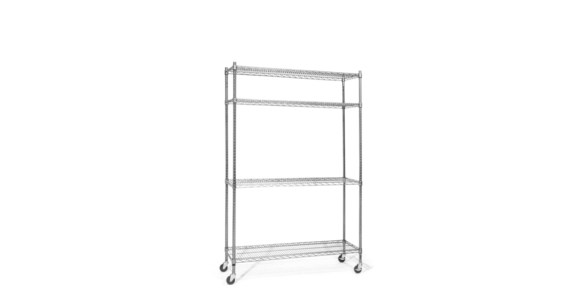 75"H Black Wire Shelving on Casters Arenson Props