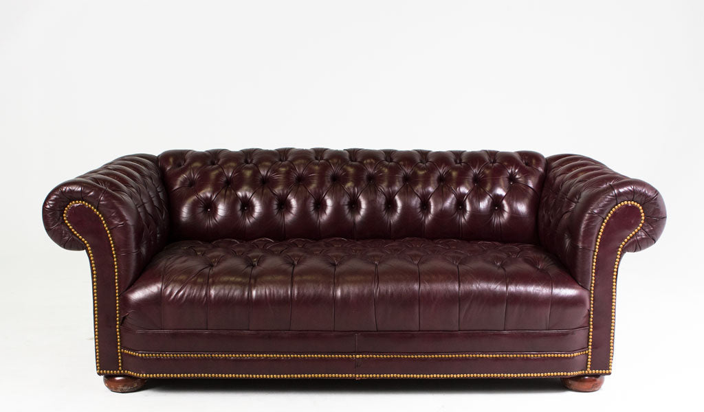 78"W Leather Chesterfield Sofa