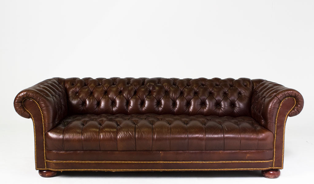 88"W Brown Chesterfield Sofa