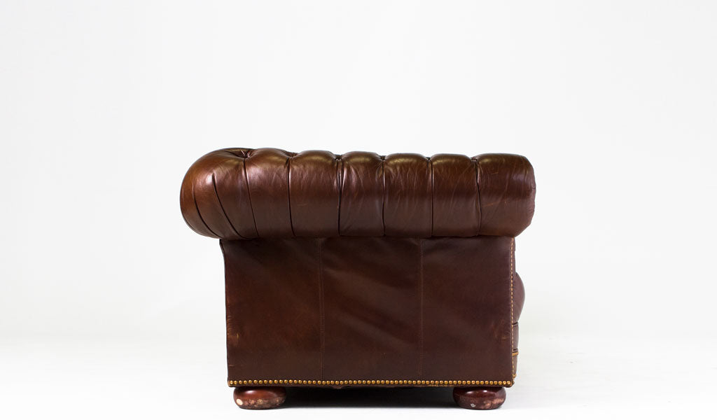 88"W Brown Chesterfield Sofa