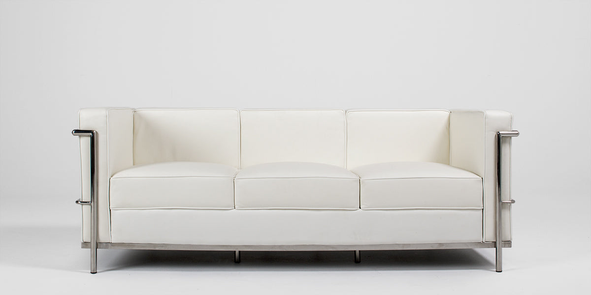 71"W White Corbusier Style Sofa