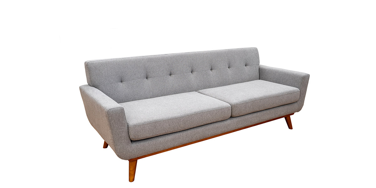 90.5"W Grey Fabric Sofa