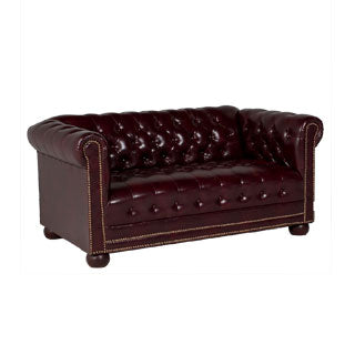 61"W Oxblood Chesterfield Loveseat